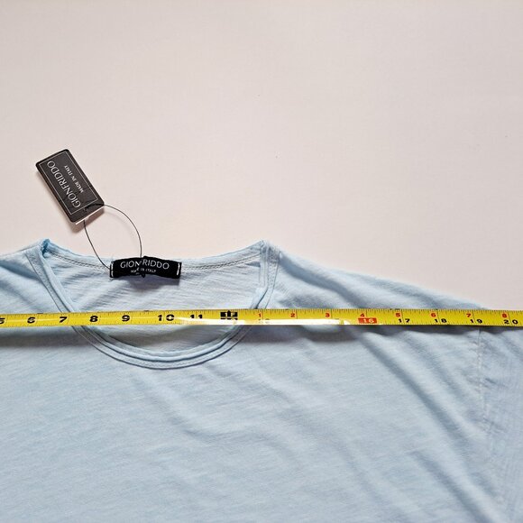 NEW Gionfriddo Men's Italian 100% Cotton Crew Neck Light Blue T-shirt Size L - Picture 11 of 13